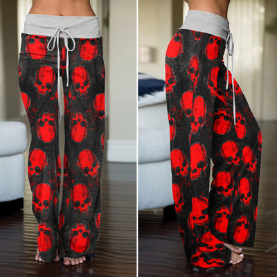 Dark Red Skull Forest Women's High-waisted Wide Leg Pants