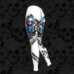 Women Hoodie and Leggings, Blue Skeleton Grunge Art Outwear Pants Outfit