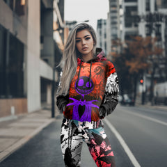 Women Hoodie and Leggings, Purple Shadow Gate Outwear Pants Outfit