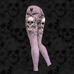 Women Hoodie and Leggings, Skull Ornament Gothic Outwear Pants Outfit