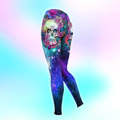 Galaxy Skull Butterfly Flower Combo Hoodie and Leggings - Dark and edgy matching set with skull designs for a unique and stylish look