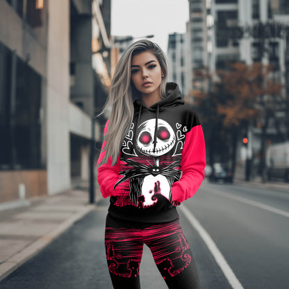 Women Hoodie and Leggings, Pink Couple Art Outwear Pants Outfit