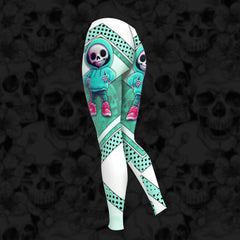 Women Hoodie and Leggings, Cyan Skeleton Artwork Outwear Pants Outfit