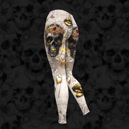 Women Hoodie and Leggings, Skull Lip Vintage Art Outwear Pants Outfit