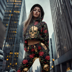 Women Hoodie and Leggings,Rose Vine Relic Outwear Pants Outfit