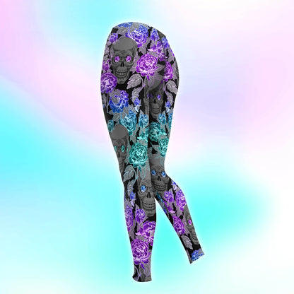 Galaxy Skull Flower Pattern Combo Hoodie and Leggings - Dark and edgy matching set with skull designs for a unique and stylish look