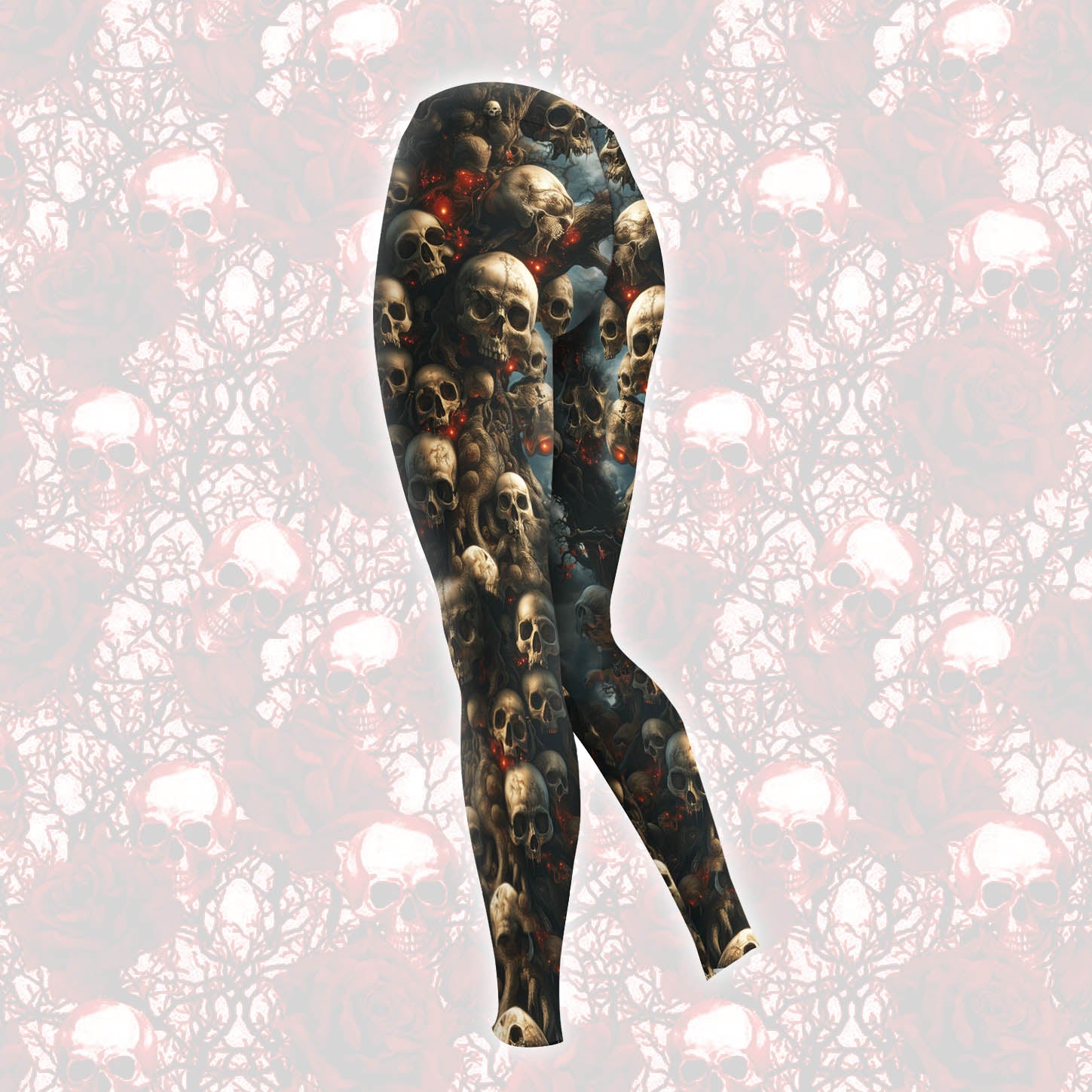 Tan Skull Tree Gothic Combo Hoodie and Leggings - Dark and edgy matching set with skull designs for a unique and stylish look