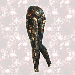 Tan Skull Tree Gothic Combo Hoodie and Leggings - Dark and edgy matching set with skull designs for a unique and stylish look