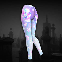 Holographic Skull Heart Combo Hoodie and Leggings - Dark and edgy matching set with skull designs for a unique and stylish look