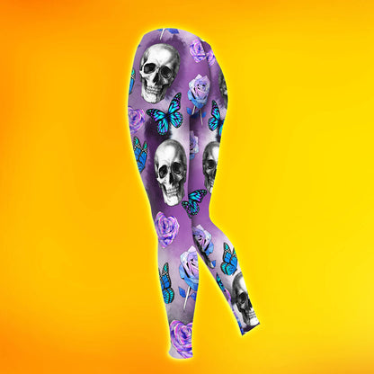 Purple Skull Butterfly Combo Hoodie and Leggings - Dark and edgy matching set with skull designs for a unique and stylish look