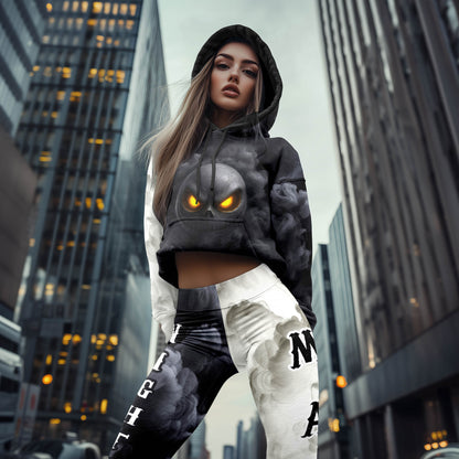 Women Hoodie and Leggings, Smoldering Shadow Art Outwear Pants Outfit
