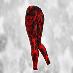 Red Skull Fire Pattern Combo Hoodie and Leggings - Dark and edgy matching set with skull designs for a unique and stylish look