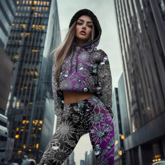 Women Hoodie and Leggings, Skull Bat Swarm Outwear Pants Outfit