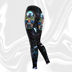 Women Hoodie and Leggings, Abstract Skull Art Outwear Pants Outfit