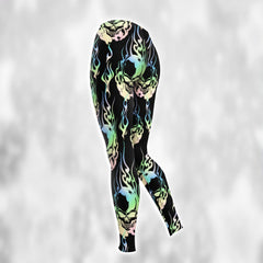 Pastel Skull Fire Combo Hoodie and Leggings - Dark and edgy matching set with skull designs for a unique and stylish look