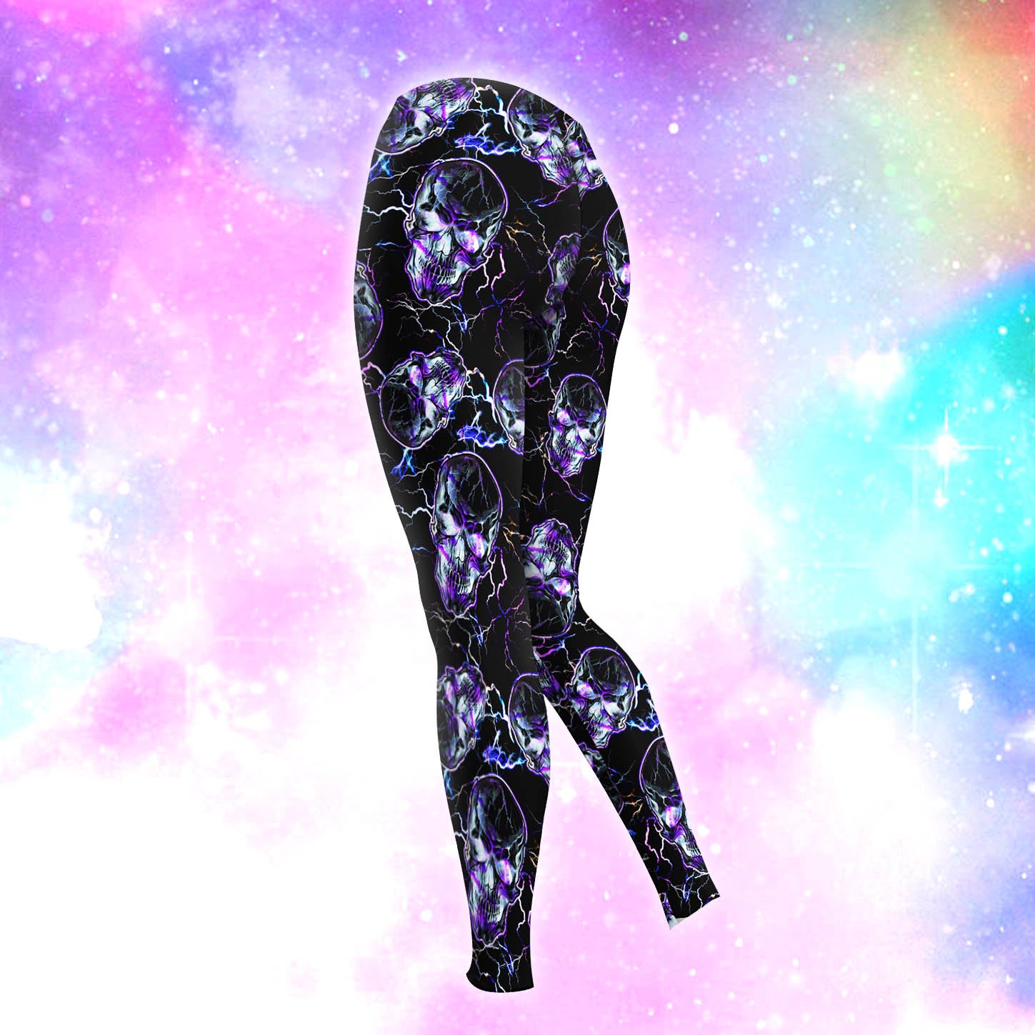 Galaxy Skull Black Thunder Combo Hoodie and Leggings - Dark and edgy matching set with skull designs for a unique and stylish look