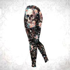 Pastel Skull Floral Vintage Combo Hoodie and Leggings - Dark and edgy matching set with skull designs for a unique and stylish look