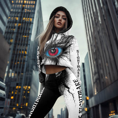 Women Hoodie and Leggings, Cracked Skull Eye Outwear Pants Outfit