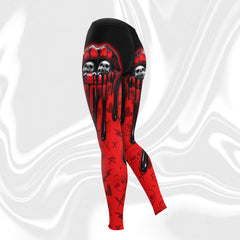 Women Hoodie and Leggings, Black Red Skull Lip Outwear Pants Outfit