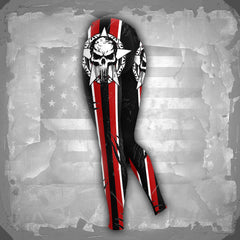 Dark American Flag Skull Combo Hoodie and Leggings - Dark and edgy matching set with skull designs for a unique and stylish look