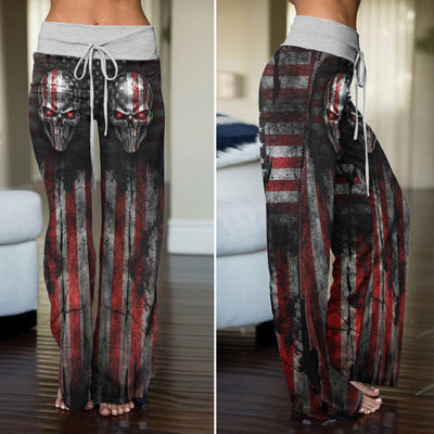 Iron Grit Liberty Skull Women's High-waisted Wide Leg Pants