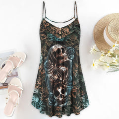 Gothic Skull Short Cami Dress - Wonder Skull