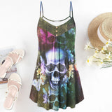 Grunge Skull Floral Short Cami Dress - Wonder Skull