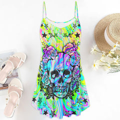 Holographic Skull Short Cami Dress - Wonder Skull