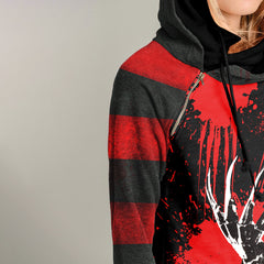 Horror Halloween Side Zipper Hoodie With Double Hood - Wonder Skull