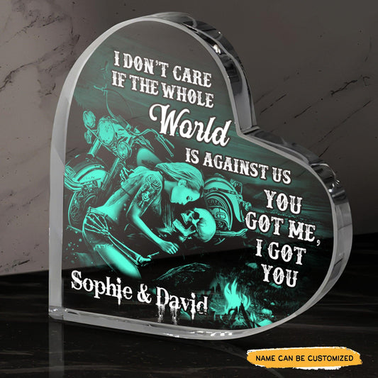 You Got Me I Got You - Customized Skull Couple Crystal Heart Anniversary Gifts - Wonder Skull
