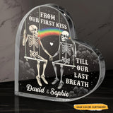 From Our First Kiss - Customized Skull Couple Crystal Heart Anniversary Gifts - Wonder Skull