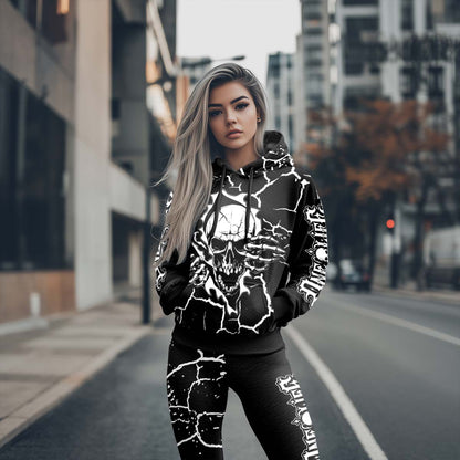 Women Hoodie and Leggings, Shadow Creeper Art Outwear Pants Outfit