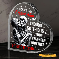 I Can't Say - Customized Skull Couple Crystal Heart Anniversary Gifts