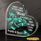 You Got Me I Got You - Customized Skull Couple Crystal Heart Anniversary Gifts - Wonder Skull