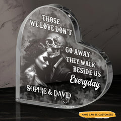 Those We Love Don't - Customized Skull Couple Crystal Heart Anniversary Gifts - Wonder Skull