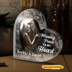 Missing Piece - Customized Skull Couple Crystal Heart Anniversary Gifts - Wonder Skull