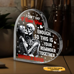 I Can't Say - Customized Skull Couple Crystal Heart Anniversary Gifts