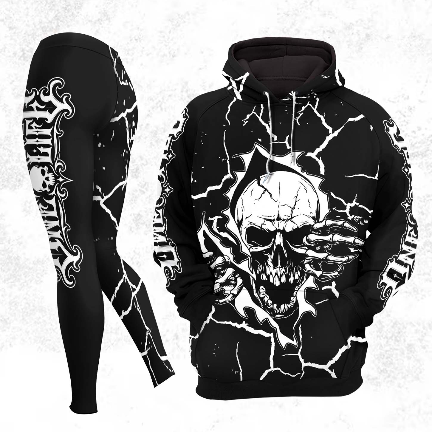 Women Hoodie and Leggings, Shadow Creeper Art Outwear Pants Outfit