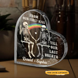 From Our First Kiss - Customized Skull Couple Crystal Heart Anniversary Gifts - Wonder Skull