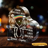 From Our First Kiss - Customized Skull Couple Crystal Heart Anniversary Gifts - Wonder Skull