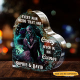 Every Man Needs That One - Customized Skull Couple Crystal Heart Gifts - Wonder Skull