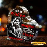 I Meet You - Customized Skull Couple Crystal Heart Gifts