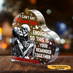 I Can't Say - Customized Skull Couple Crystal Heart Anniversary Gifts