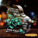 You Got Me I Got You - Customized Skull Couple Crystal Heart Anniversary Gifts - Wonder Skull