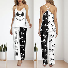 Black & White Art Cami Pajamas Sets For Women Sleepwears Combo