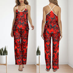 Red Butterfly Skull Grunge Cami Pajamas Sets For Women Sleepwears Combo
