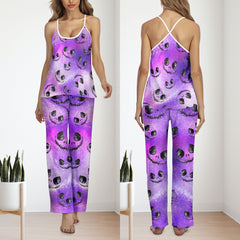 Purple Glitter Pattern Pajamas Sets For Women Sleepwears Combo