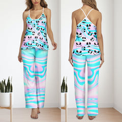 Holographic Pattern Pajamas Sets For Women Sleepwears Combo