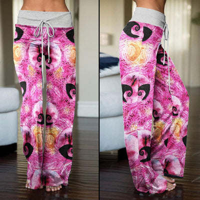 Pink Nightmare High-waisted Straight-leg Trousers For Women - Wonder Skull