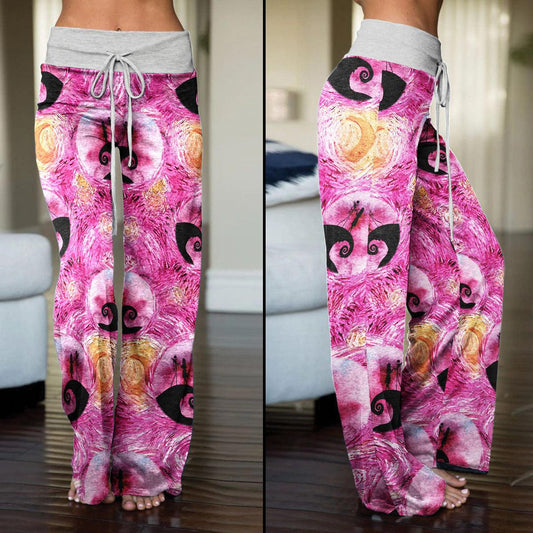 Pink Nightmare High-waisted Straight-leg Trousers For Women - Wonder Skull